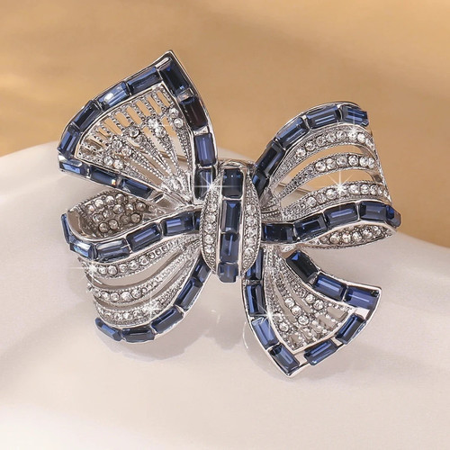 Rhinestone bow brooch pin - bow,
